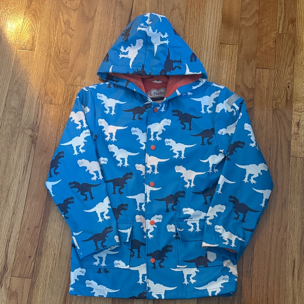 Hatley Blue and White Dinosaur Raincoat
